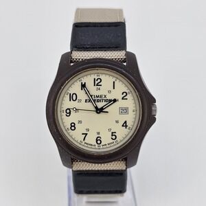 Timex Expedition Field Men Watch 38MM Cream Dial NEW Tan Nylon Bands New Battery